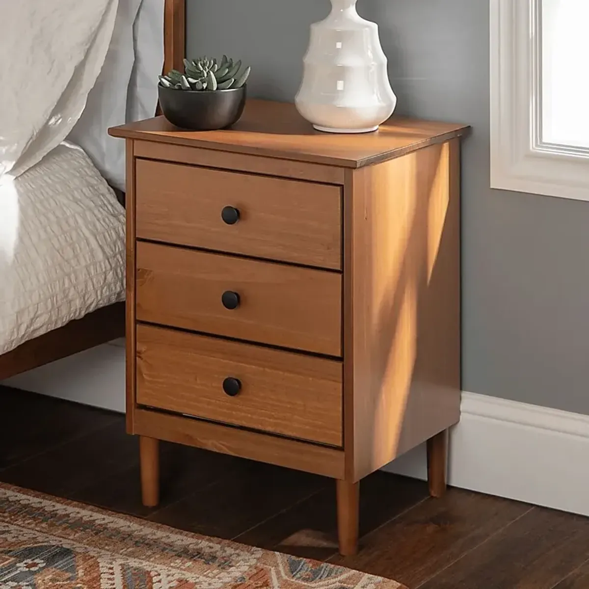 Cadmium Caramel 3 Drawer Nightstand