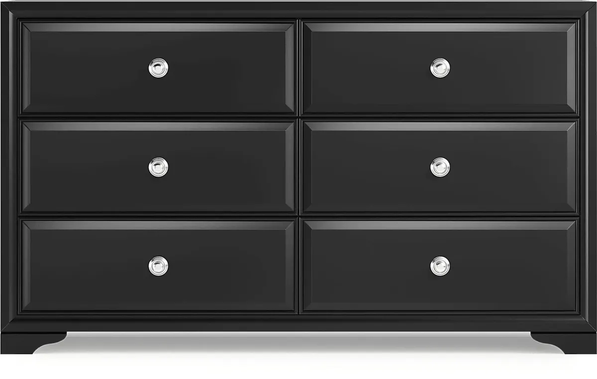Belcourt Black 7 Pc Bedroom with Genoa Black King Upholstered Bed