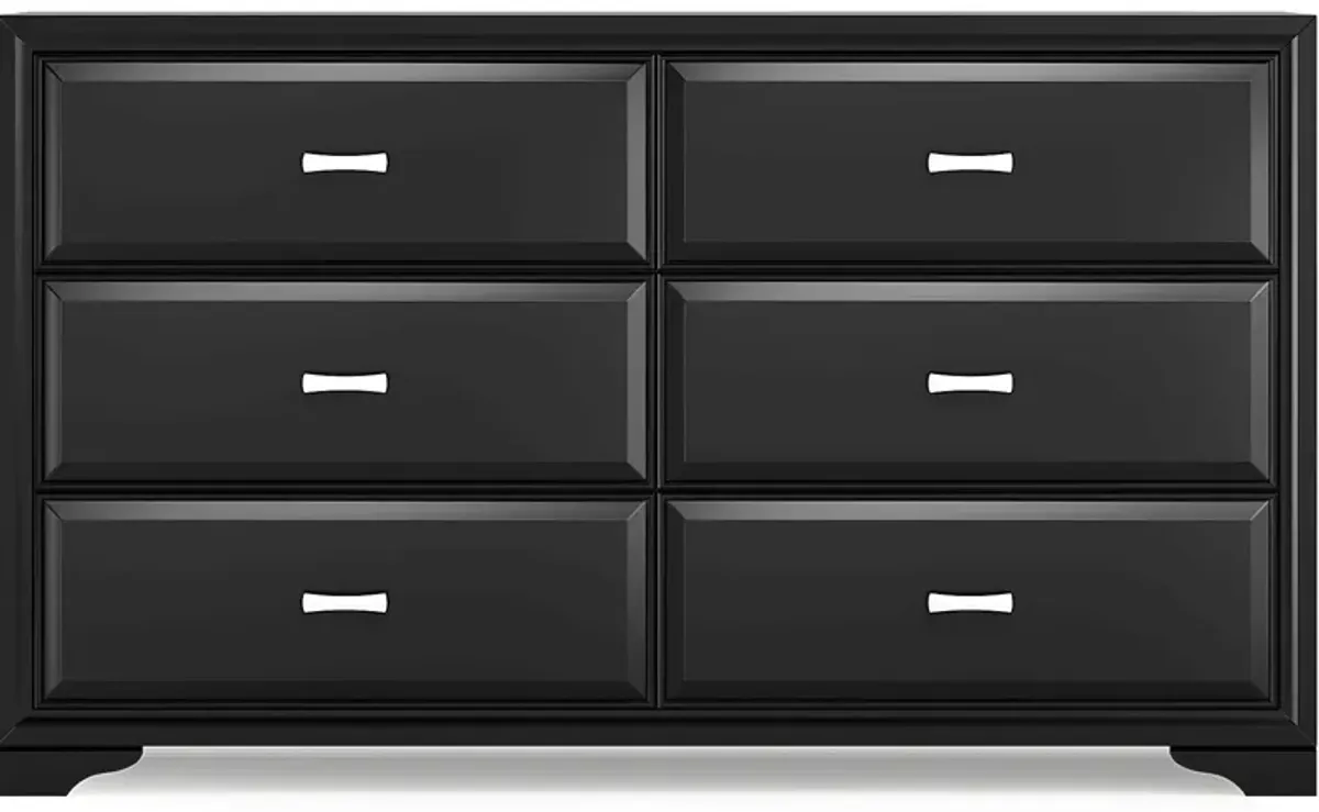 Belcourt Black 7 Pc Bedroom with Genoa Black King Upholstered Bed