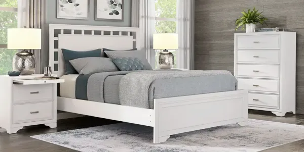 Small Spaces Belcourt White 5 Pc Queen Lattice Bedroom