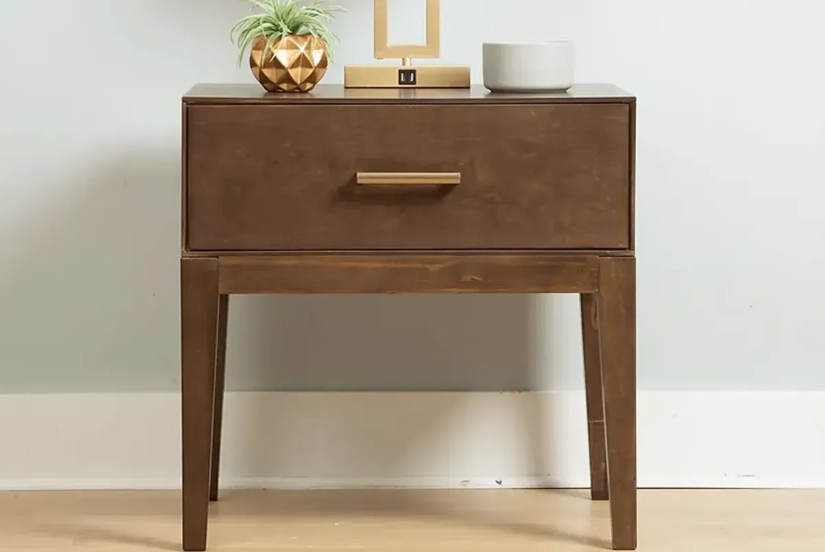 Learitt Walnut 1-Drawer Nightstand