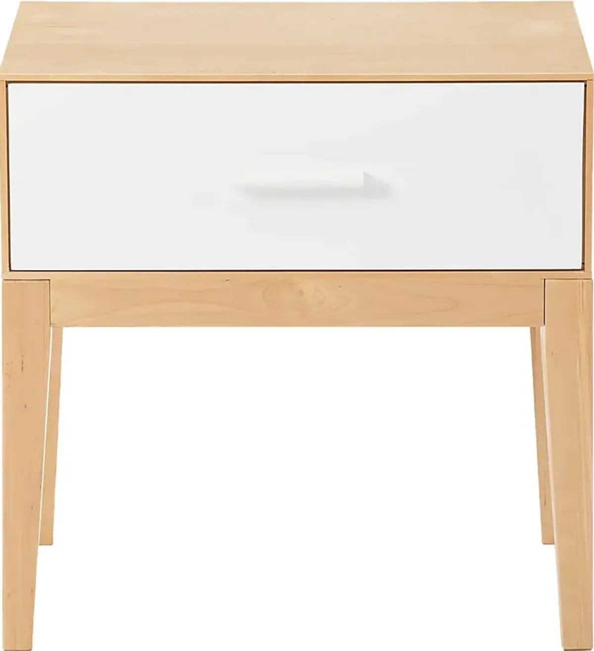 Learitt White 1-Drawer Natural Nightstand