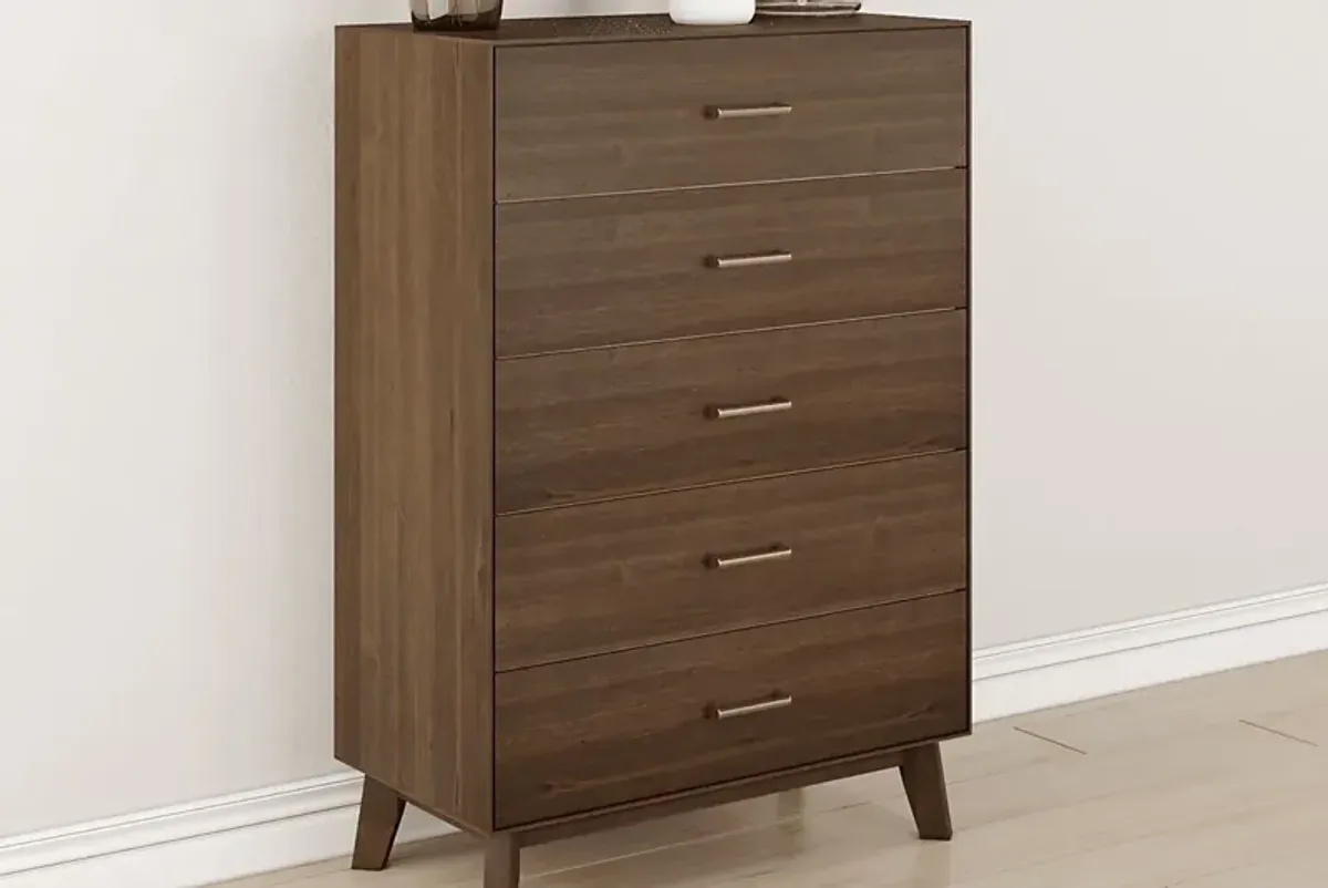 Learitt Walnut 5-Drawer Chest