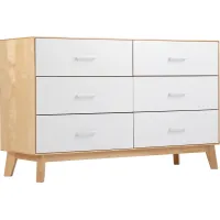 Learitt White Natural 6-Drawer Dresser