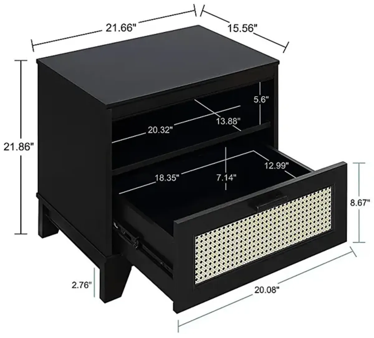 Gansons Black Nightstand