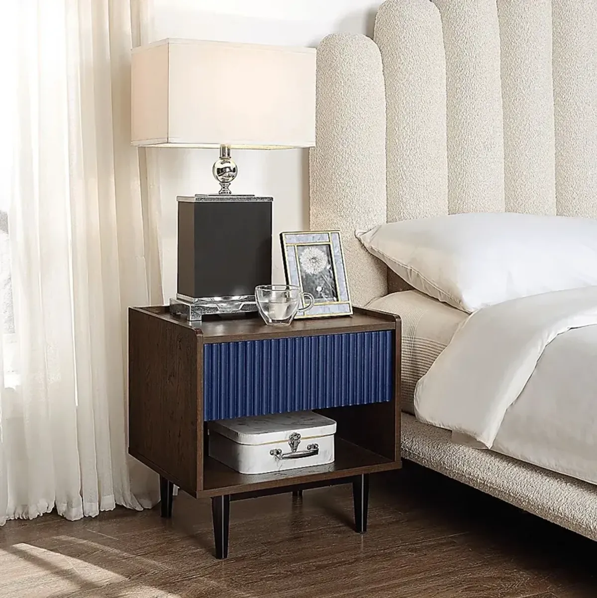 Lindall Navy Nightstand