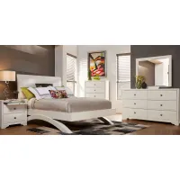 Belcourt White 5 Pc King Upholstered Sleigh Arch Bedroom