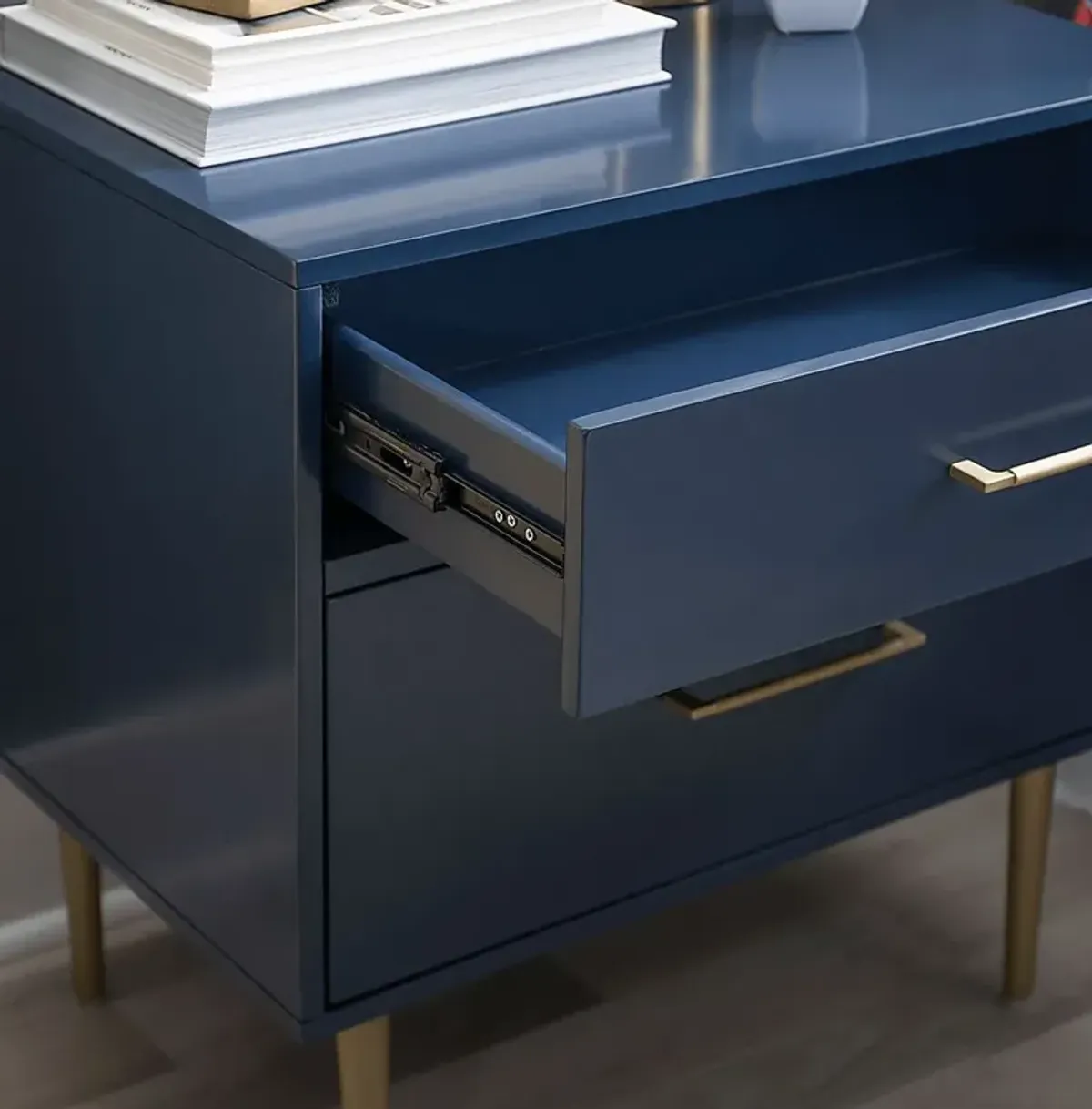 Thyson Navy Nightstand