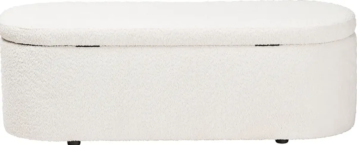 Alagna White Storage Bench