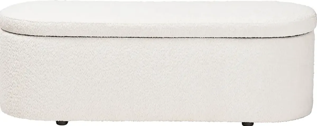 Alagna White Storage Bench