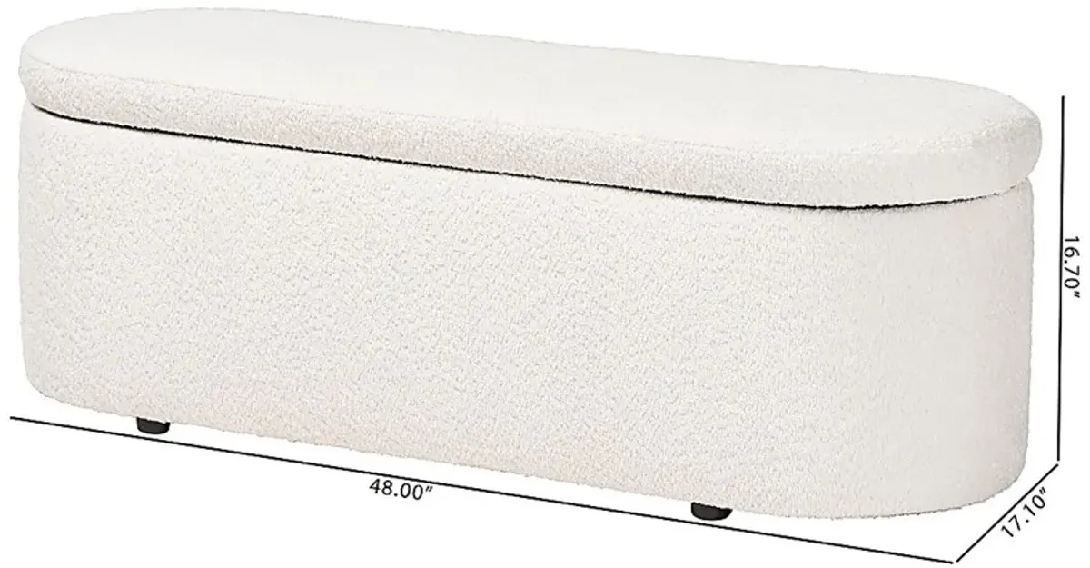 Alagna White Storage Bench