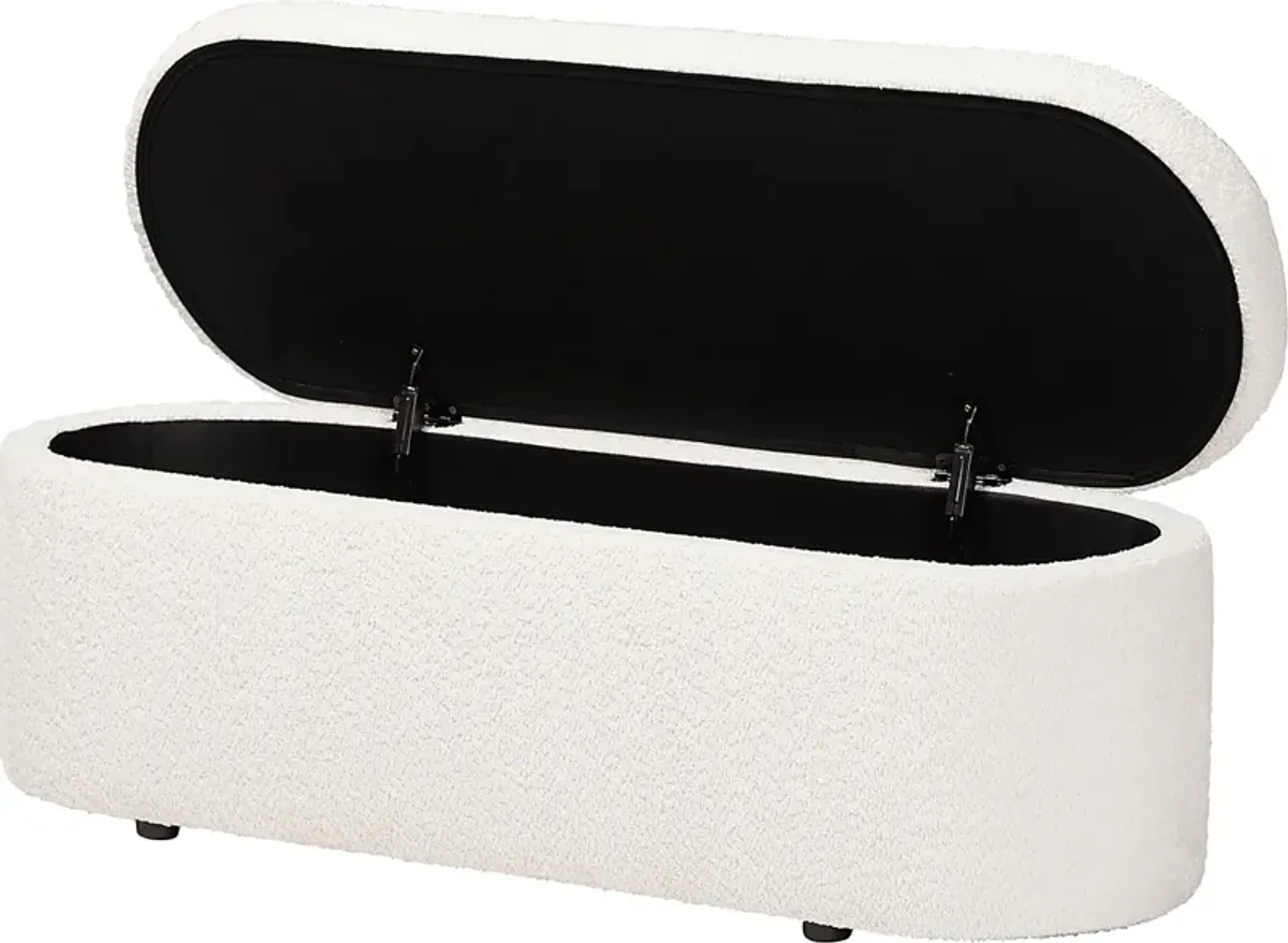 Alagna White Storage Bench