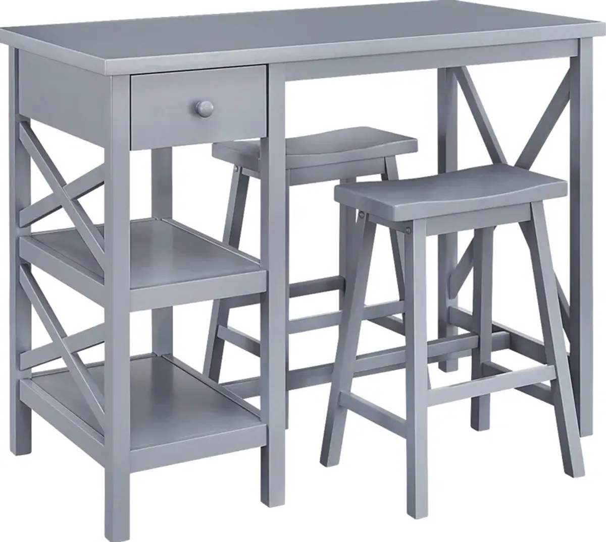 Datepalm Gray Counter Height Table with 2 Stools