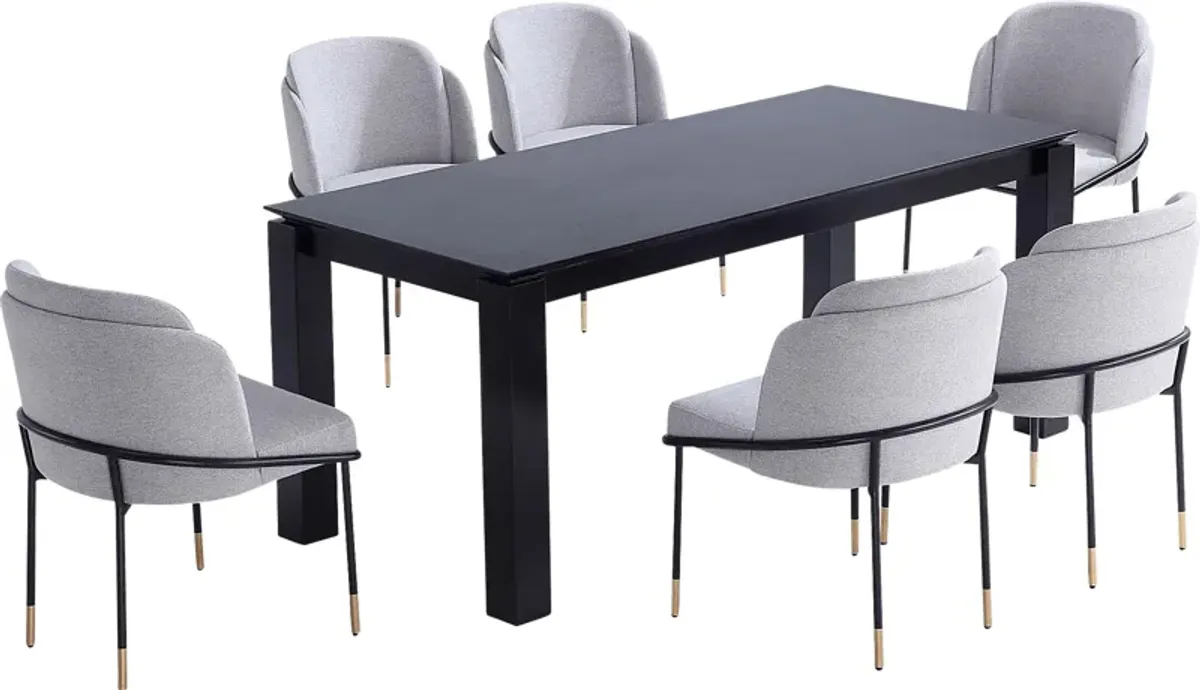 Bluebonnett Black and Gray 7 Pc Dining Table Set