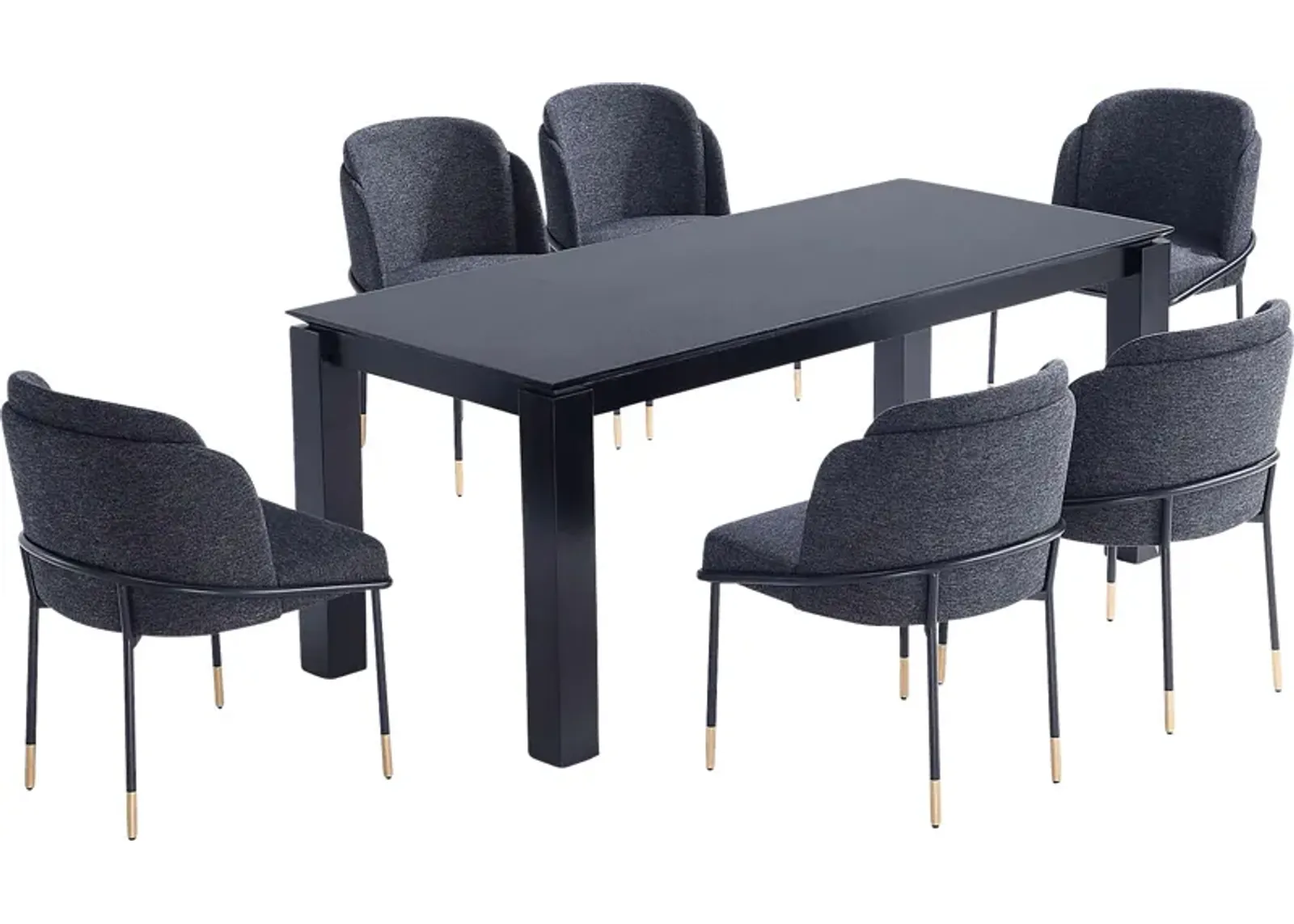 Bluebonnett Black and Black 7 Pc Dining Table Set