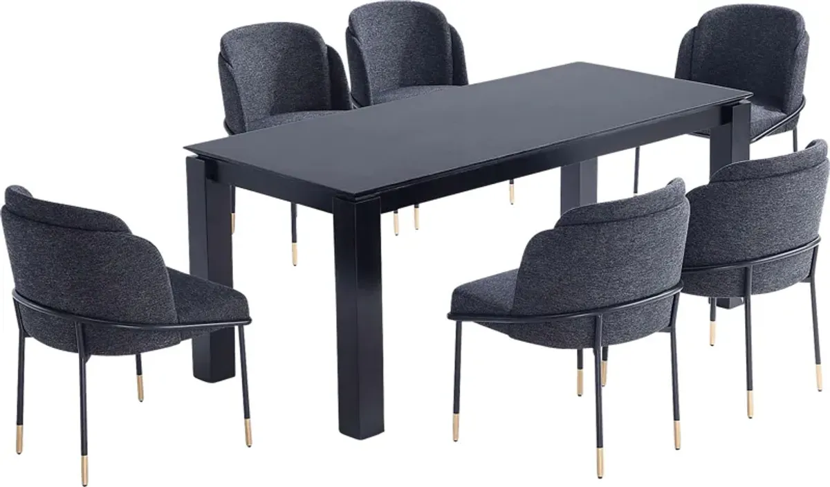 Bluebonnett Black and Black 7 Pc Dining Table Set