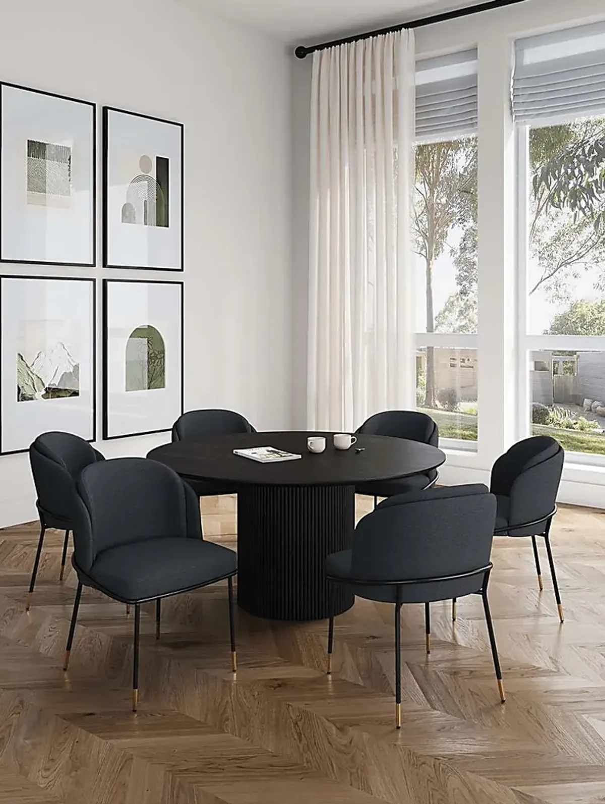 Bermuda Black and Black 7 Pc Dining Table Set