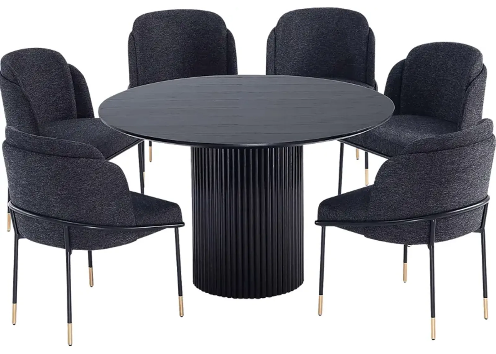 Bermuda Black and Black 7 Pc Dining Table Set