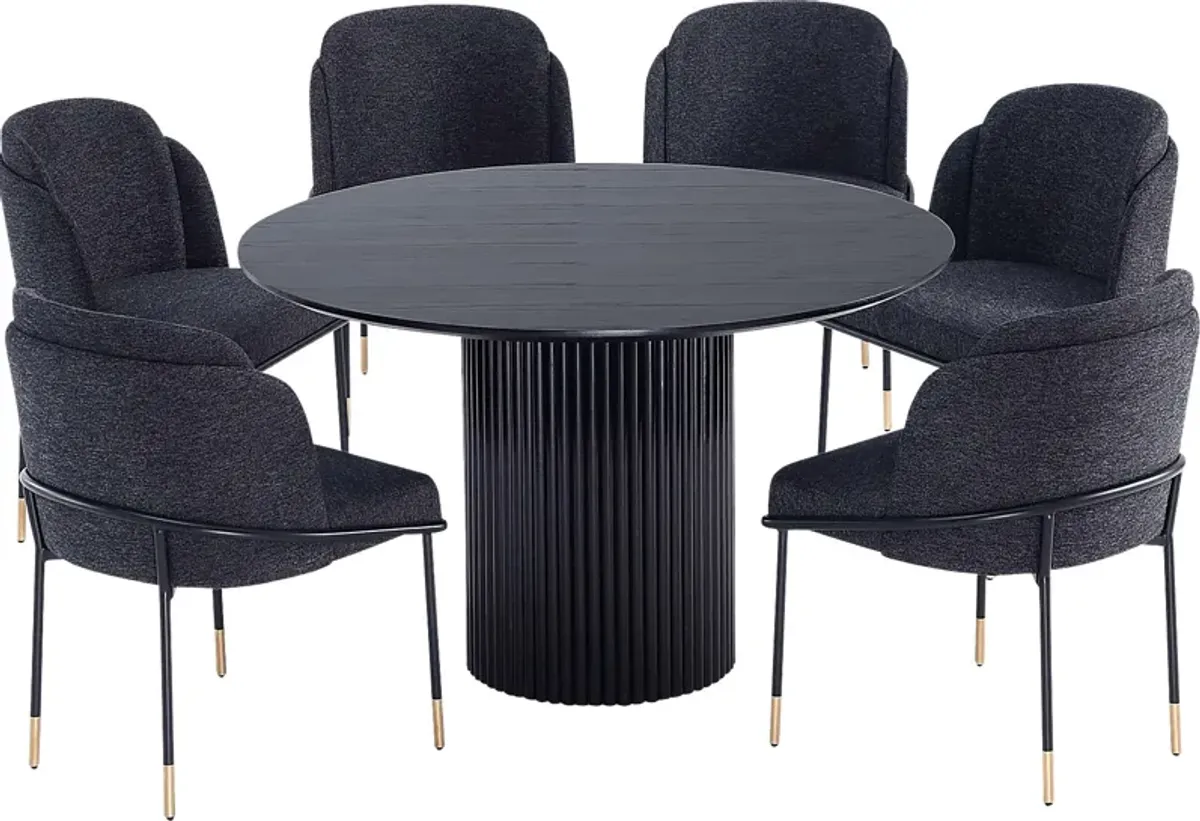 Bermuda Black and Black 7 Pc Dining Table Set