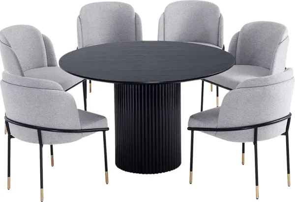 Bermuda Black and Gray 7 Pc Dining Table Set