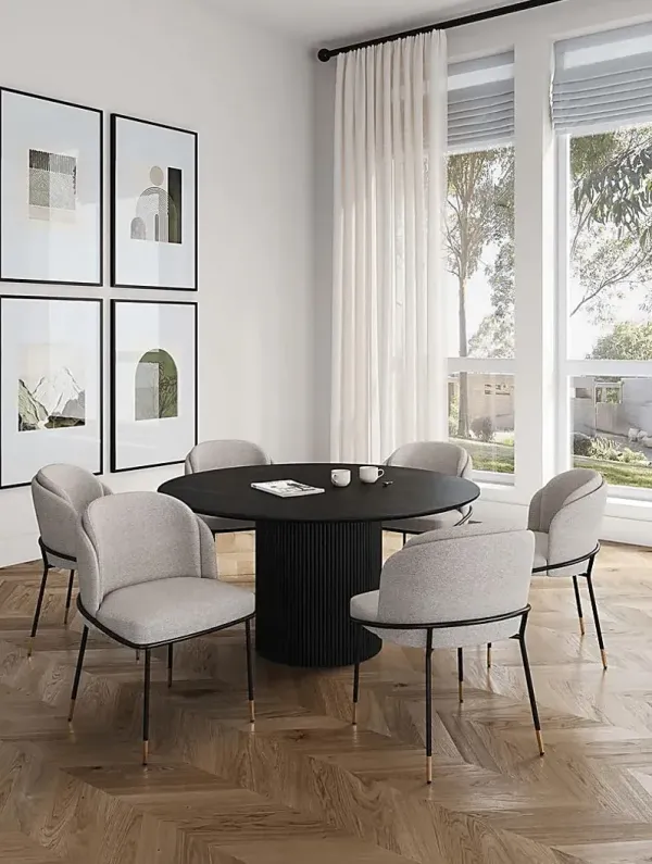 Bermuda Black and Beige 7 Pc Dining Table Set