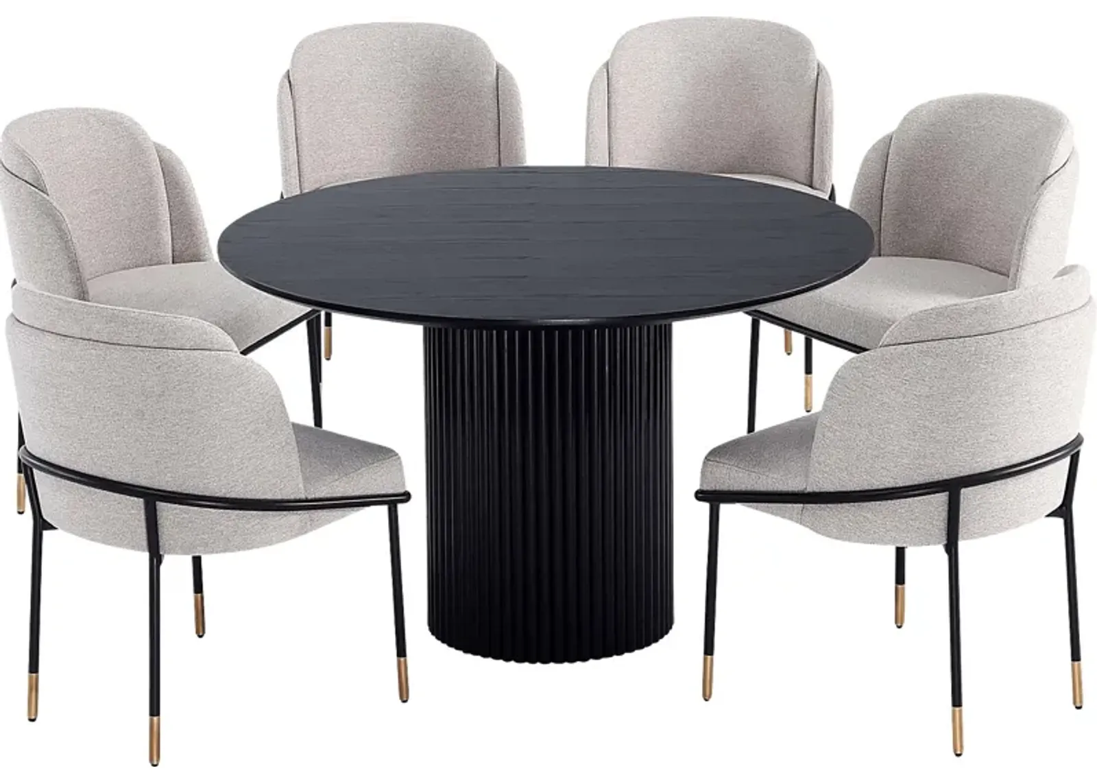 Bermuda Black and Beige 7 Pc Dining Table Set