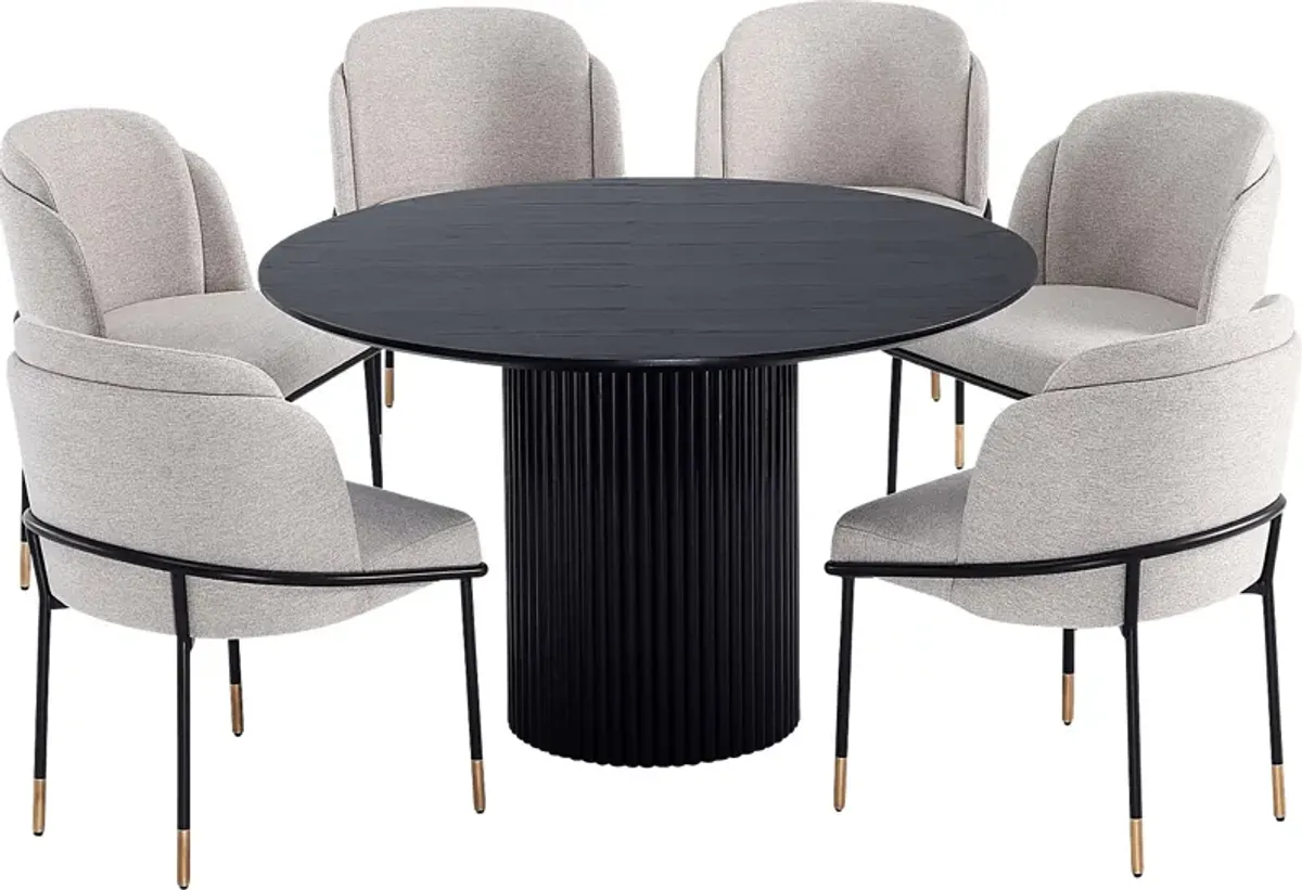 Bermuda Black and Beige 7 Pc Dining Table Set