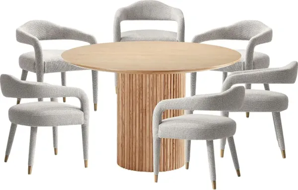 Barbette Natural and Silver 7 Pc Dining Table Set