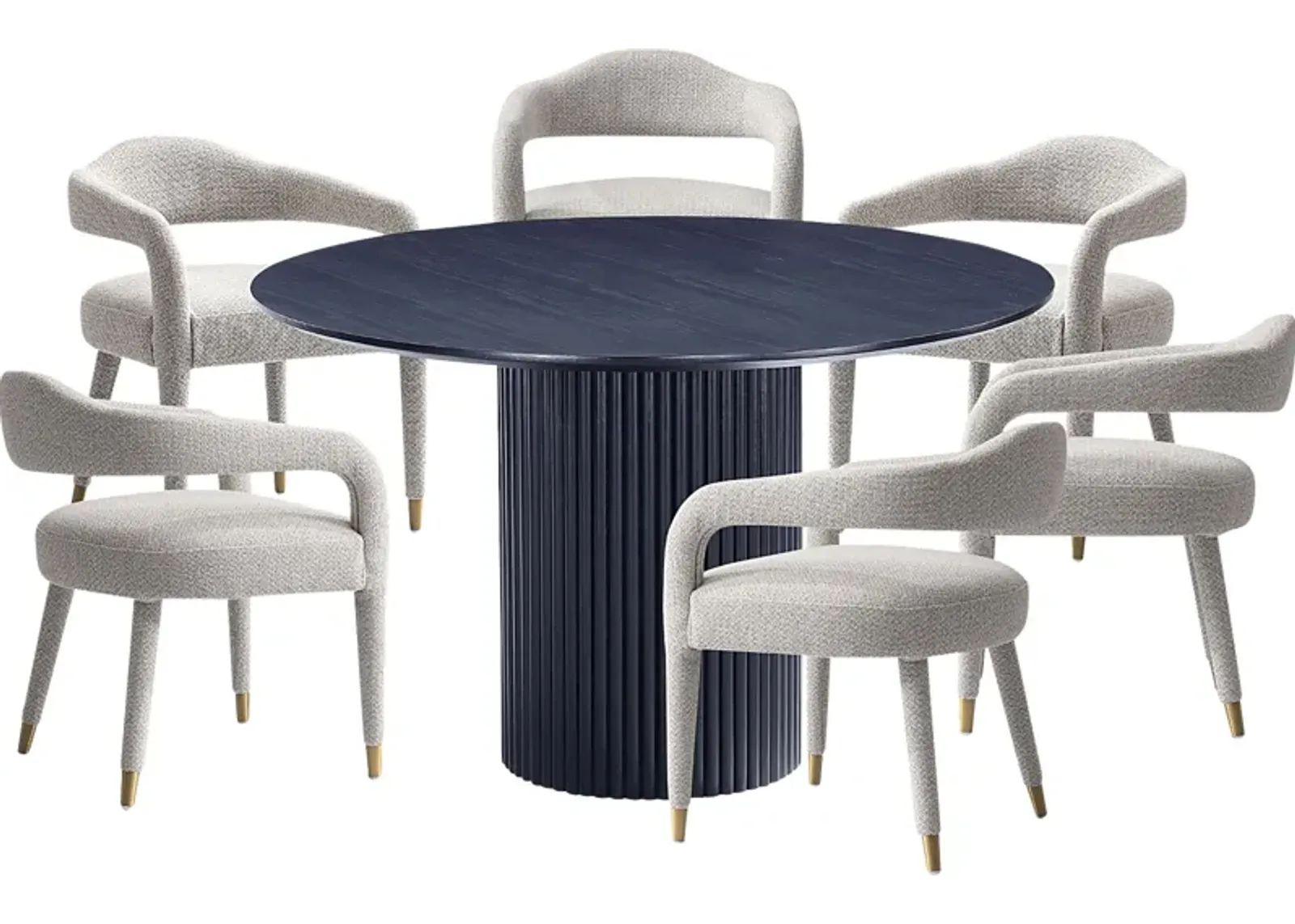 Barbette Black and Silver 7 Pc Dining Table Set