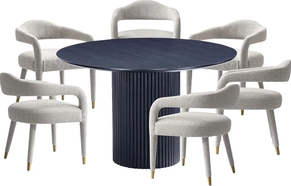 Barbette Black and Silver 7 Pc Dining Table Set