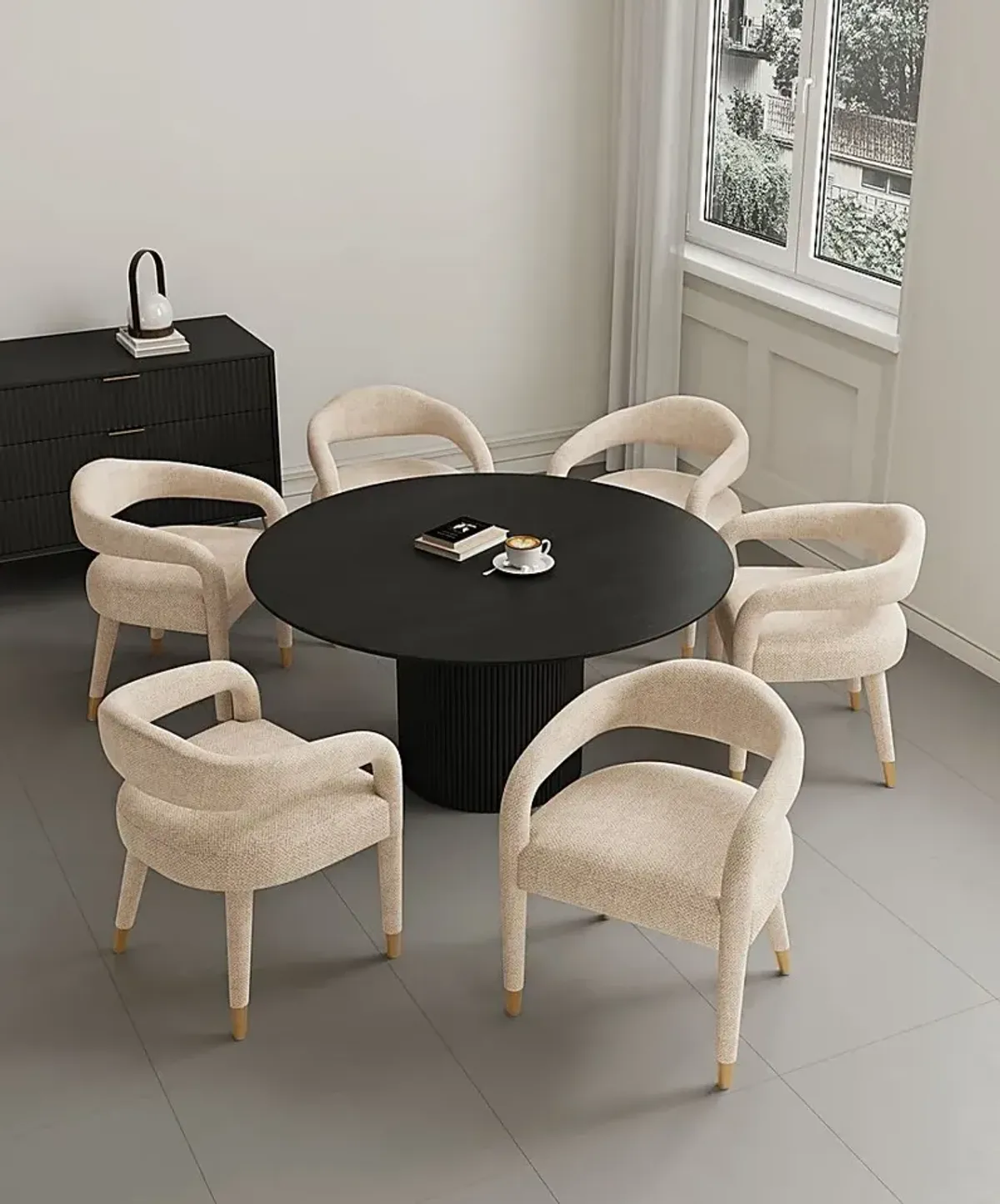 Barbette Black and Gold 7 Pc Dining Table Set