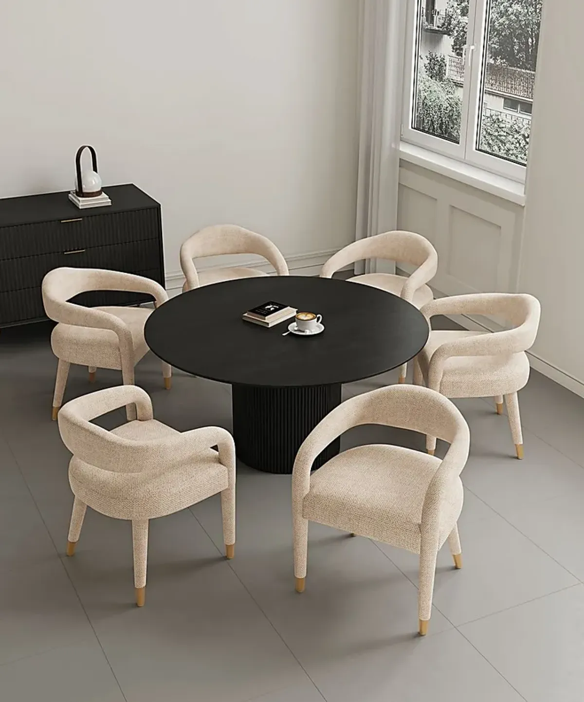 Barbette Black and Gold 7 Pc Dining Table Set