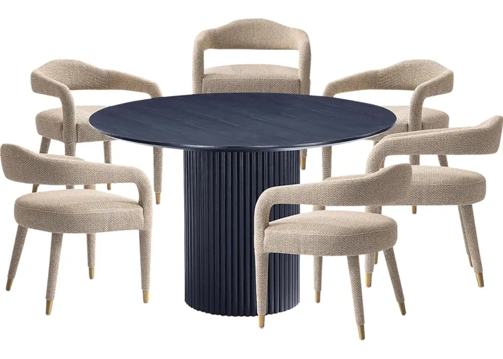 Barbette Black and Gold 7 Pc Dining Table Set