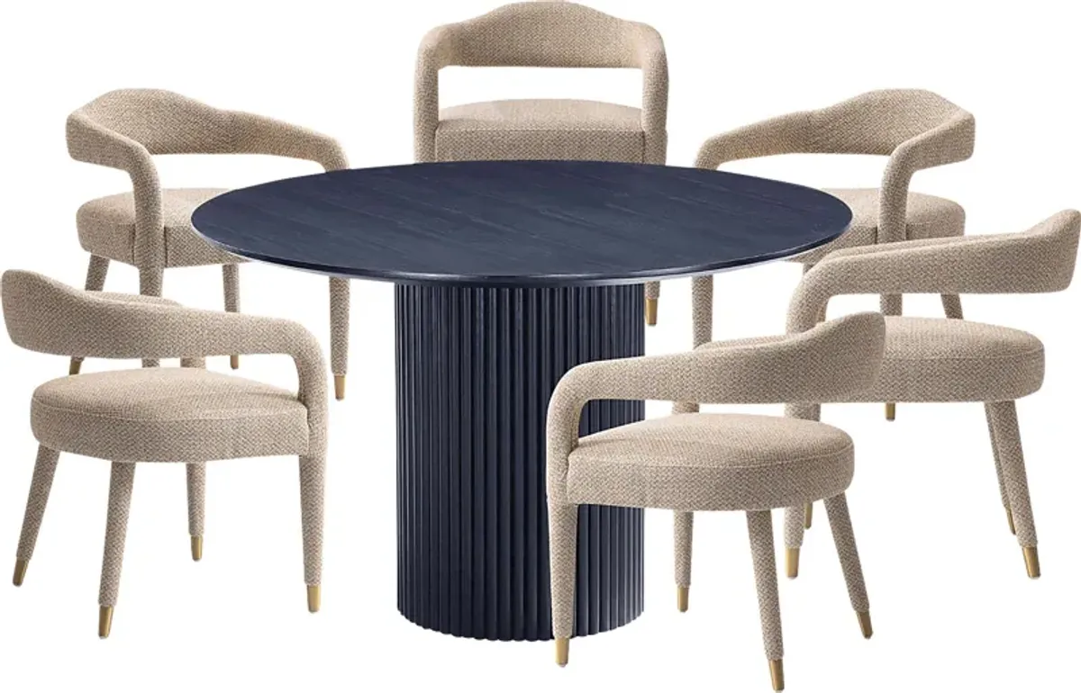 Barbette Black and Gold 7 Pc Dining Table Set