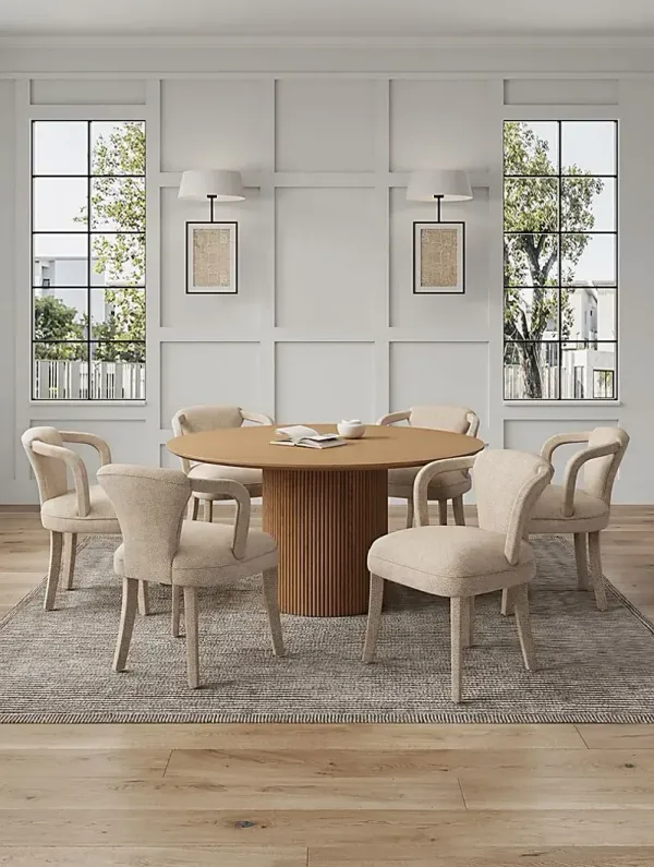 Enramada Natural and Gold 7 Pc Dining Table Set