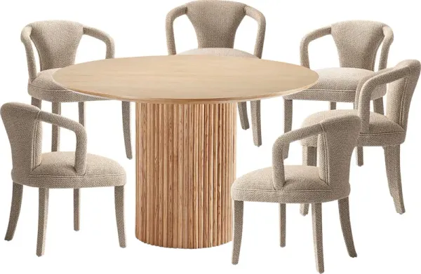 Enramada Natural and Gold 7 Pc Dining Table Set