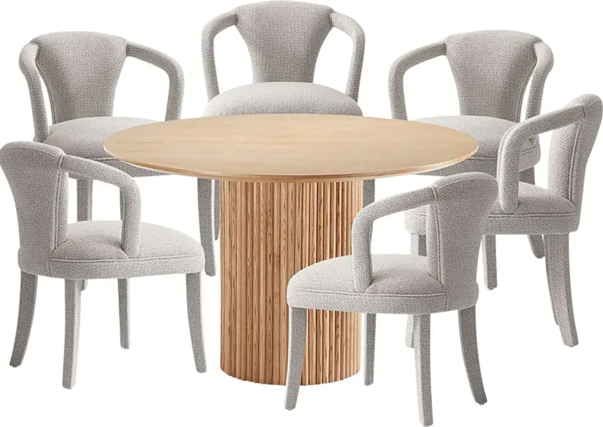 Enramada Natural and Silver 7 Pc Dining Table Set