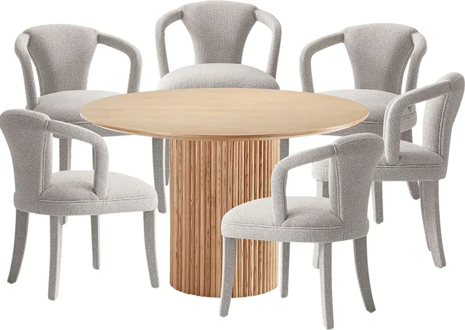 Enramada Natural and Silver 7 Pc Dining Table Set