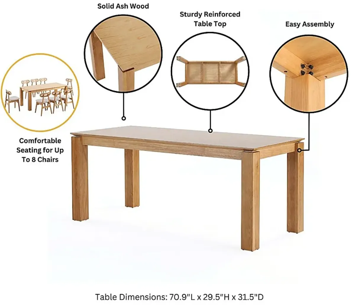 Fischbeck Natural and Blue 7 Pc Dining Table Set