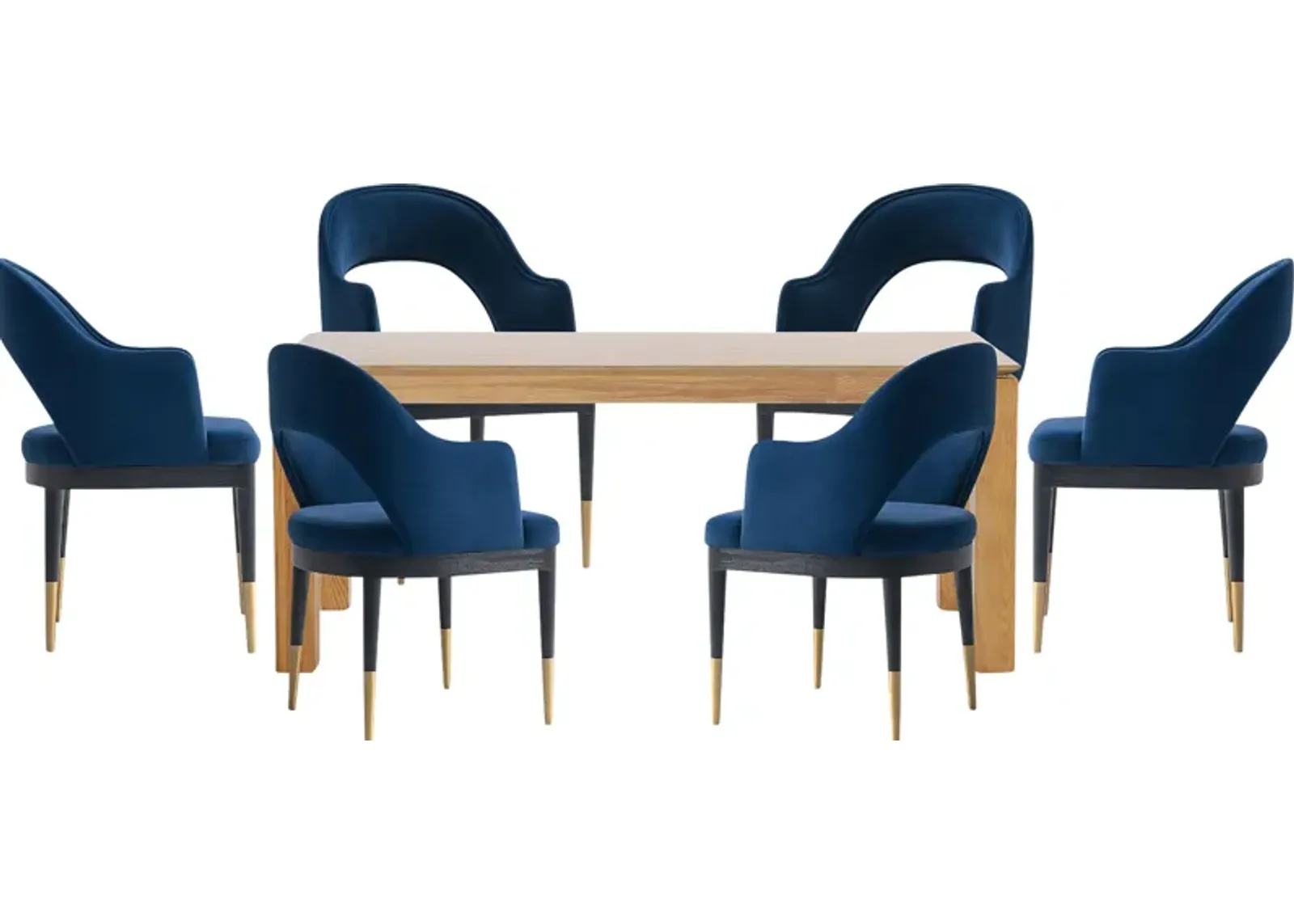 Fischbeck Natural and Blue 7 Pc Dining Table Set