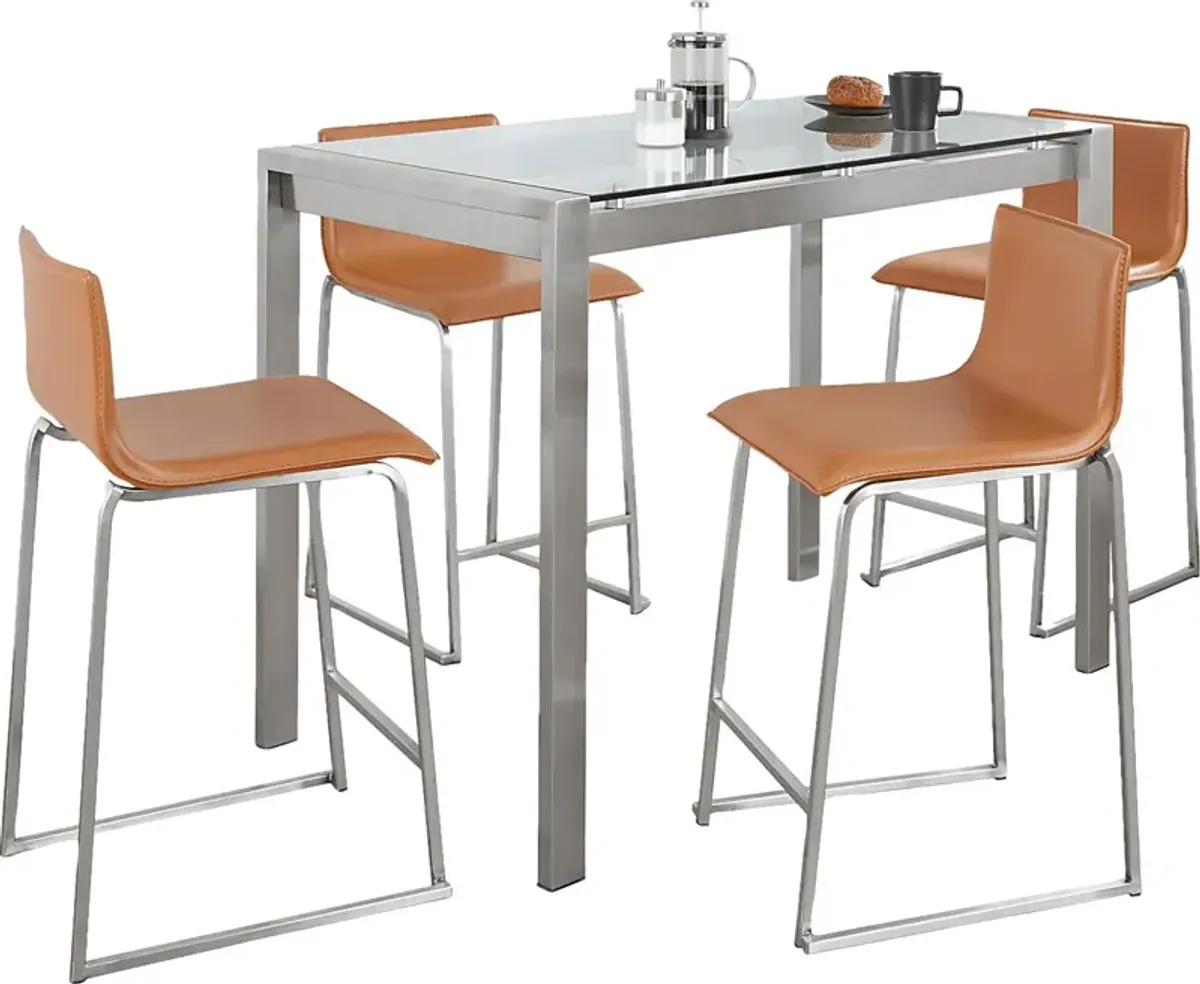 Ventanna I Camel 5pc Counter Height Dining Set