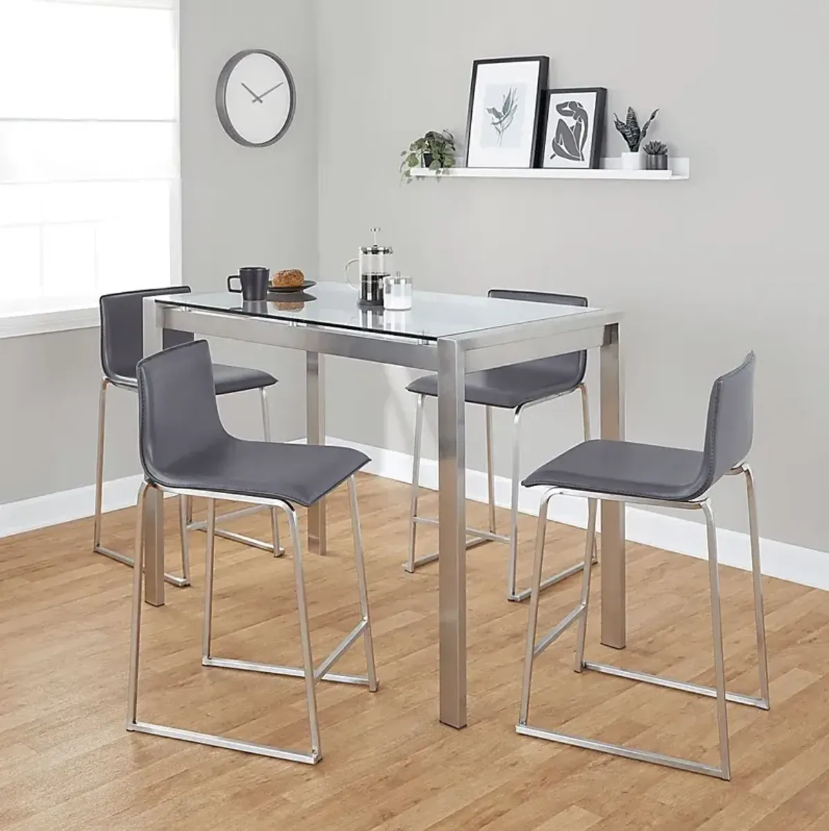 Ventanna I Gray 5pc Counter Height Dining Set