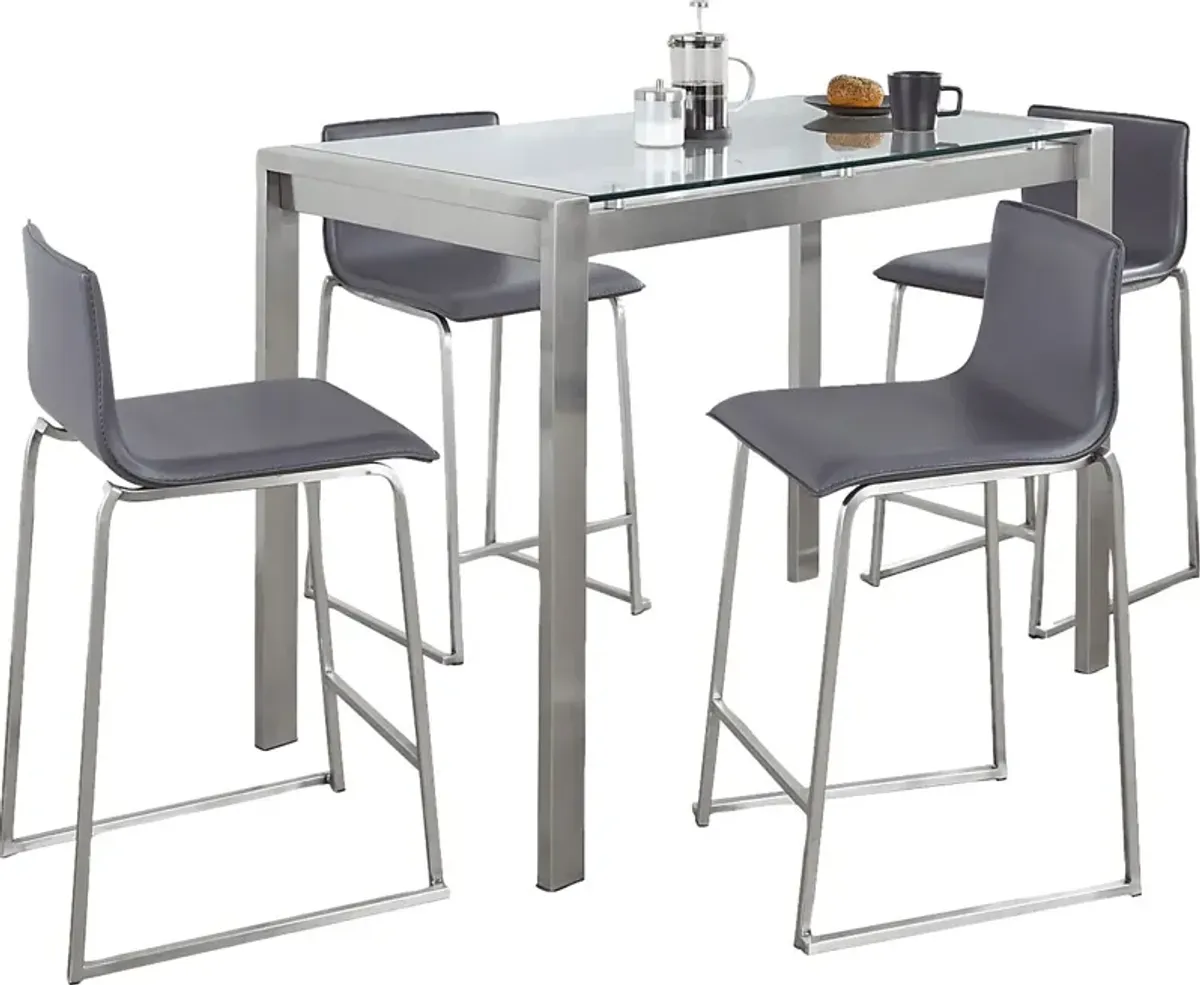 Ventanna I Gray 5pc Counter Height Dining Set