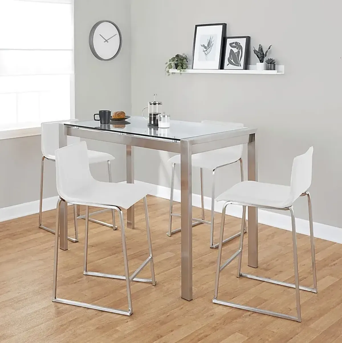 Ventanna I White 5pc Counter Height Dining Set