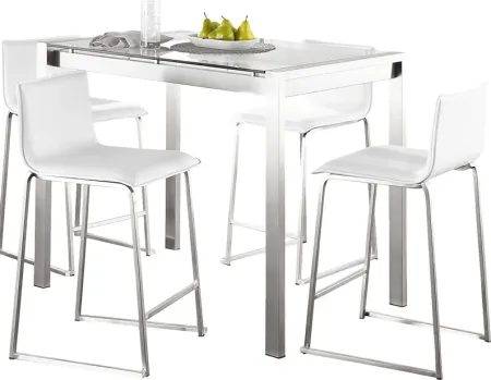 Ventanna I White 5pc Counter Height Dining Set