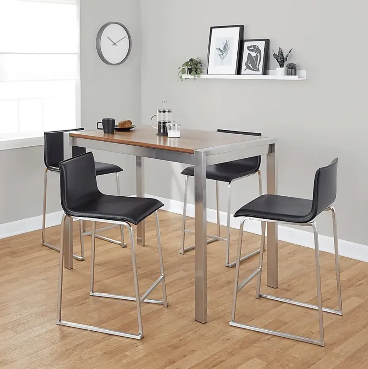 Ventanna II Black 5pc Counter Height Dining Set