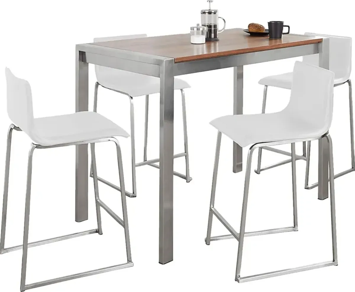 Ventanna II White 5pc Counter Height Dining Set
