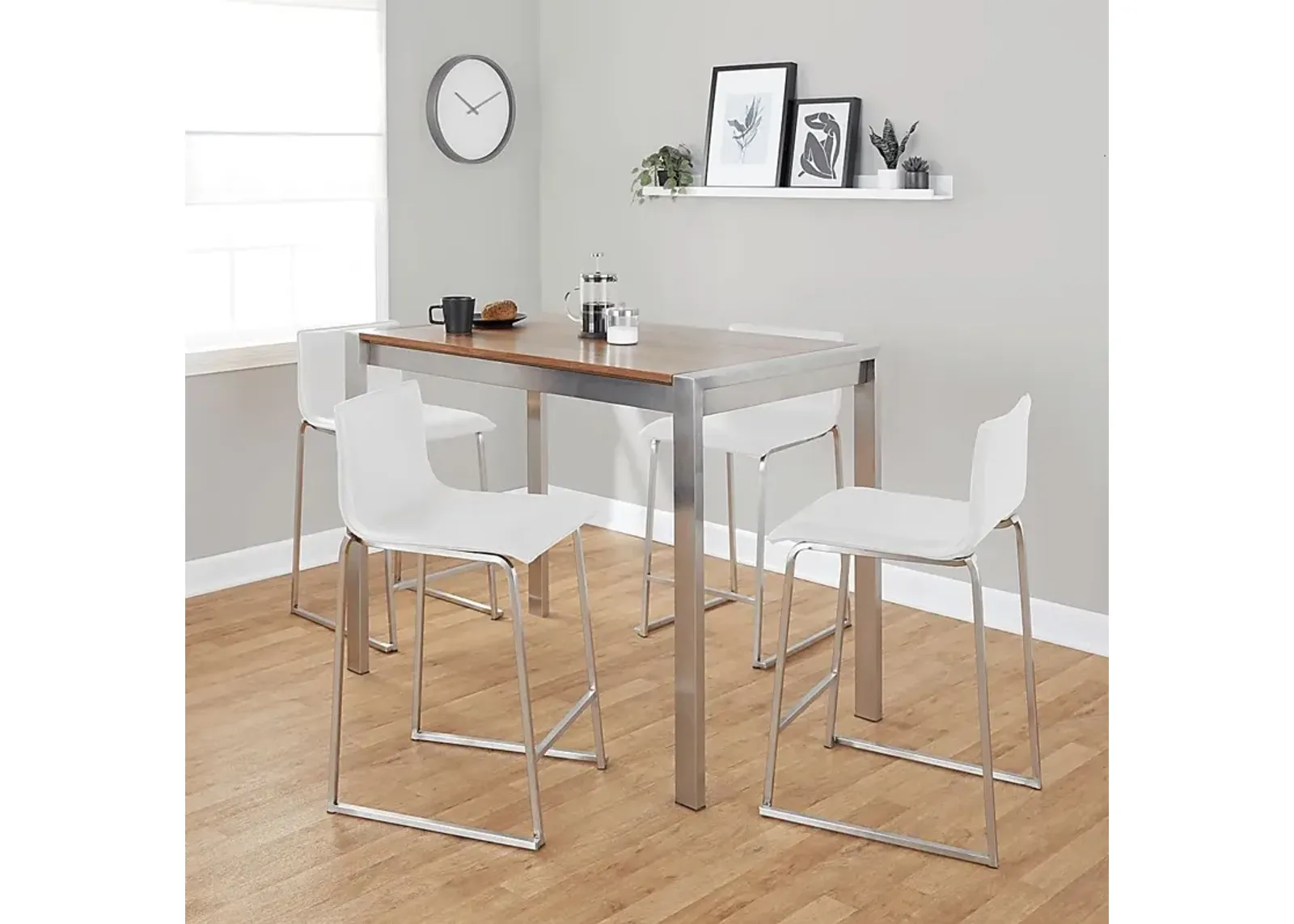 Ventanna II White 5pc Counter Height Dining Set