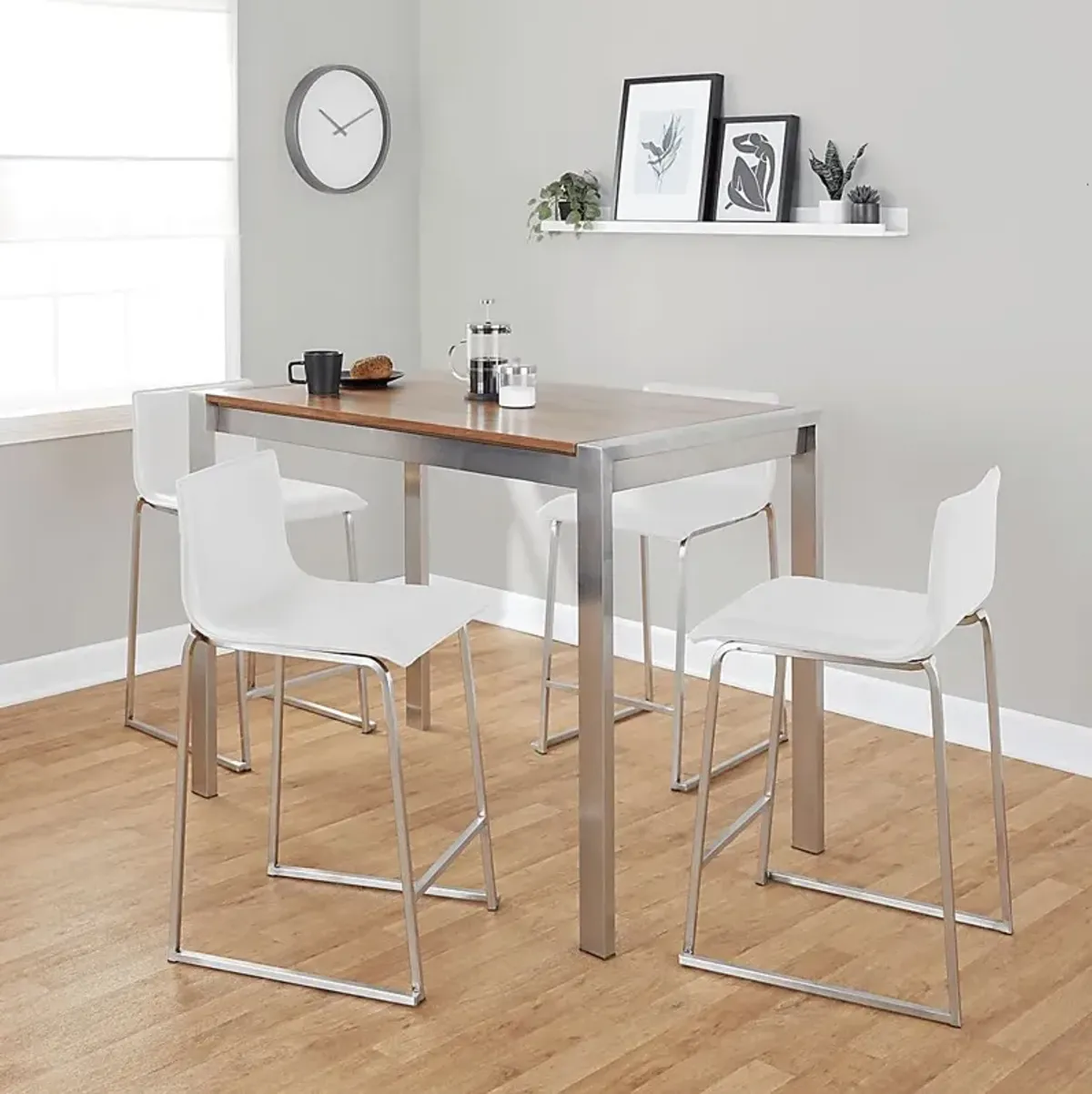 Ventanna II White 5pc Counter Height Dining Set