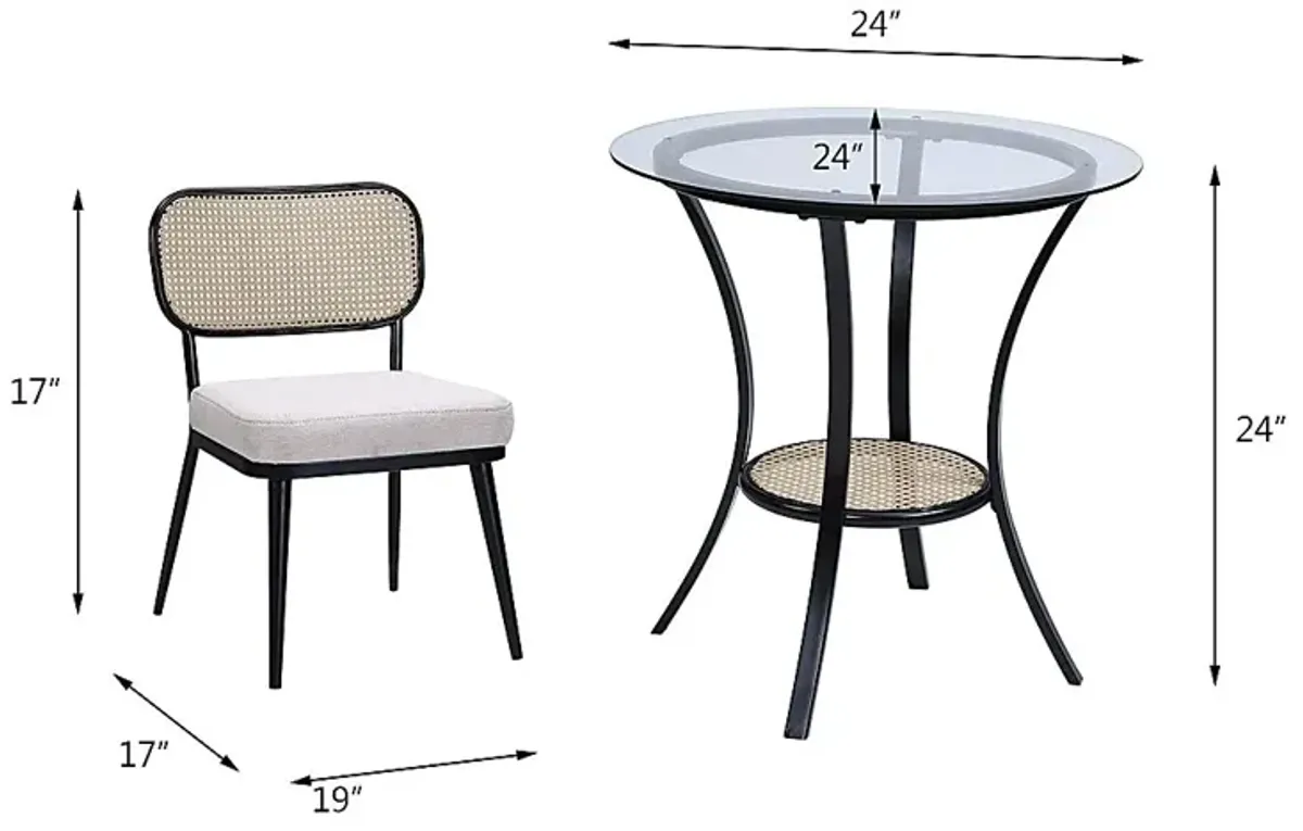 Ravensaide Black 3 Pc Dining Set